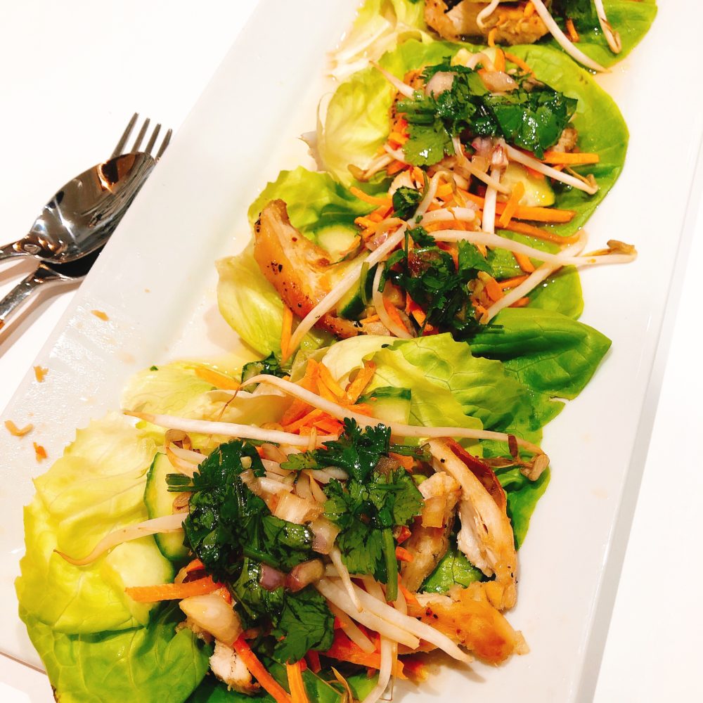 Lettuce wraps with chicken and cucumber