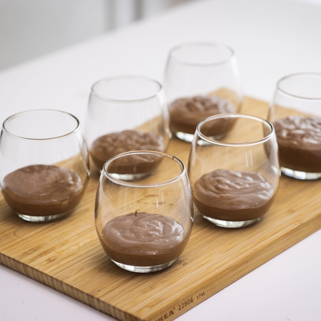 chocolate mousse in a glass