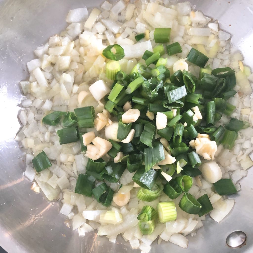 Sautéd onions, green onions and garlic