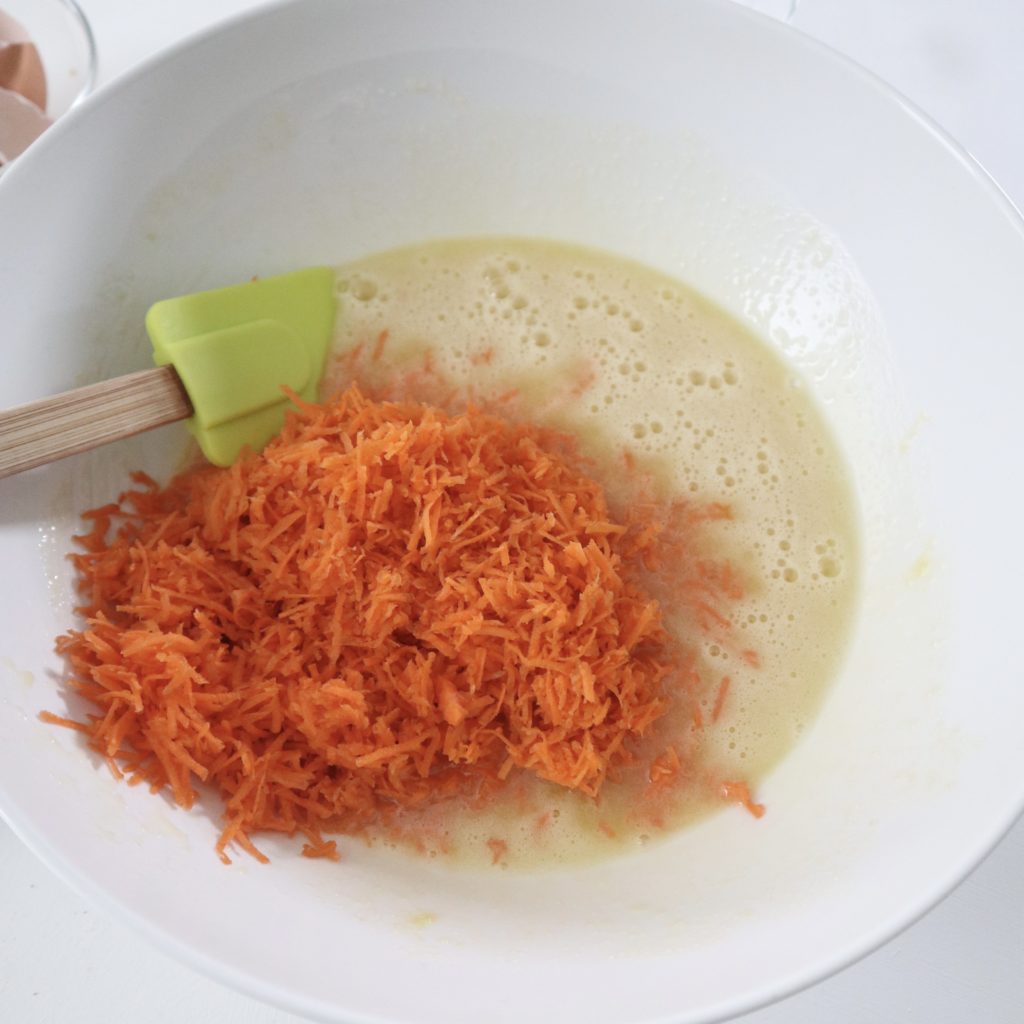 eggs mixture with grated carrots
