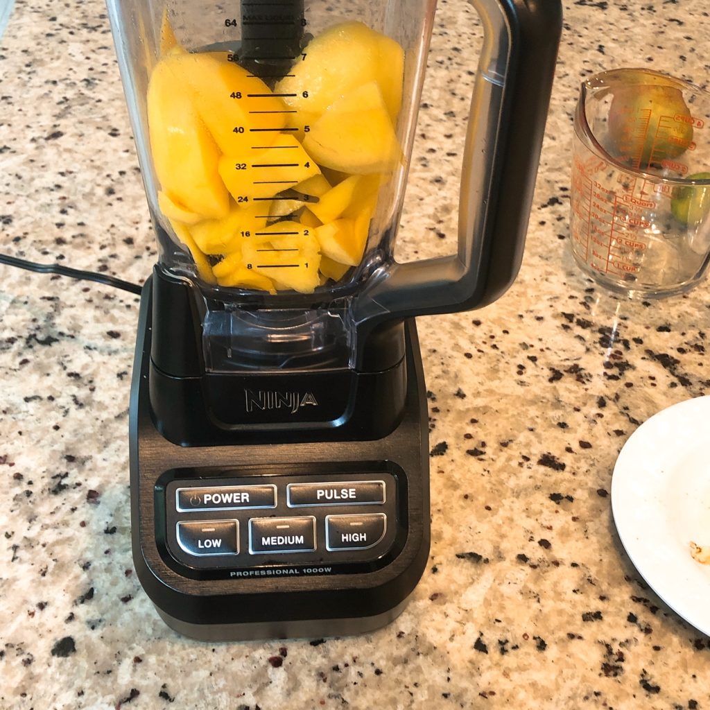 mango, ginger, garlic in a blender
