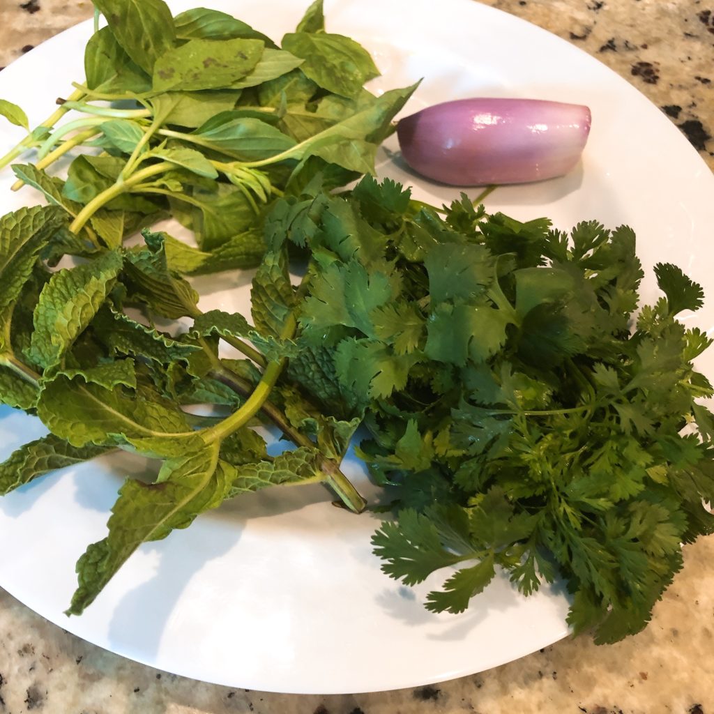 fresh mint, cilantro, shallot, basil