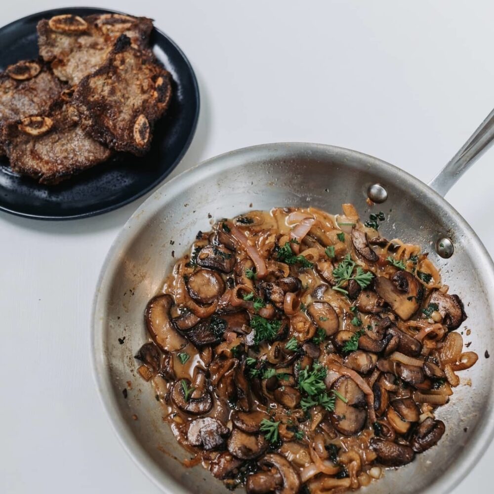 Mushrooms with lamb ribeye recipe