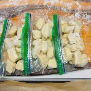 Frozen cassava gnocchi in ziplock bags