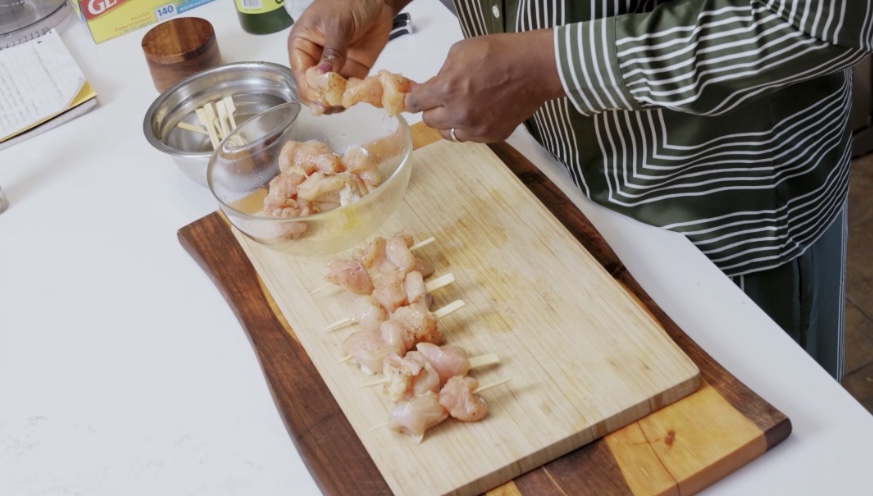 chicken on wood skd skewers