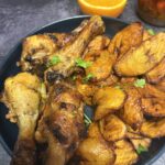 plantains and chicken drums with chili oil