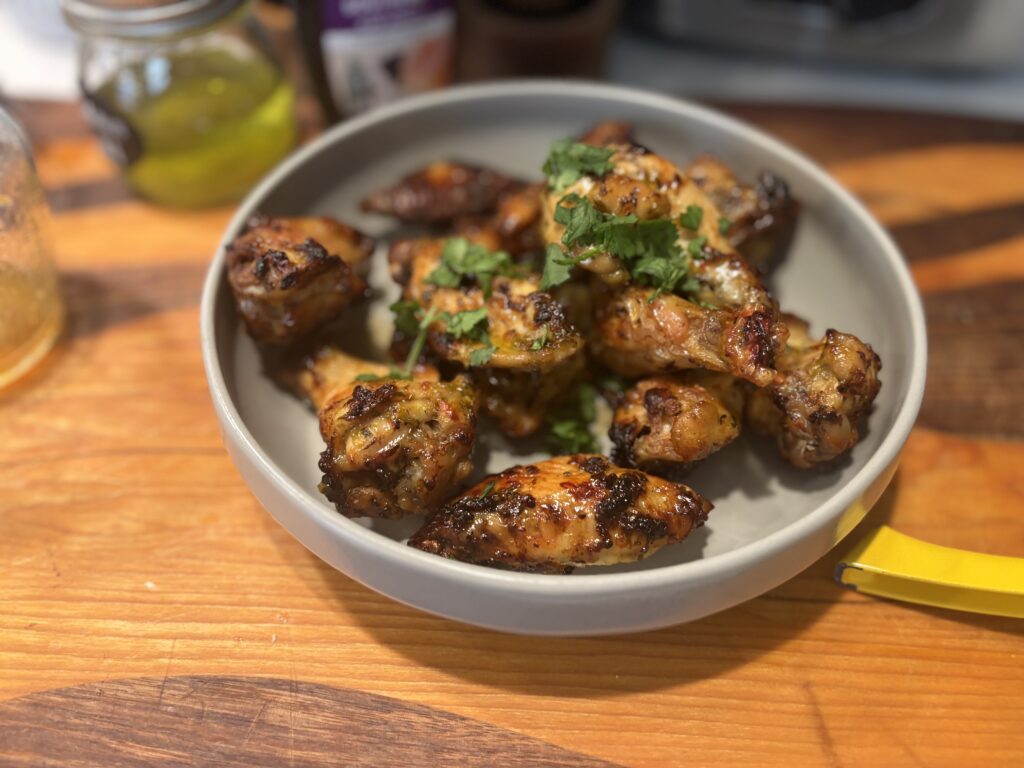 honey glazed with lemon oil in grey bowl
